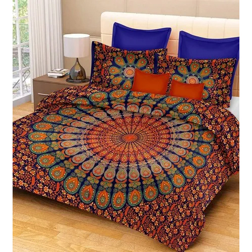 Jaipur Bedsheets Napthol Design - 100% Cotton, King Size | Multicolor Printed Pattern, Washable with 2 Pillowcases for Cozy Bedding