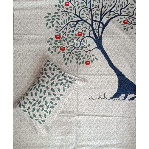 White-multicolor Jaipur Bedsheets Tree Printed King Size