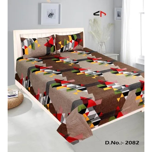ब्राउन-मल्टीकलर 3 डी प्रिंटेड बेड शीट फैब्रिक