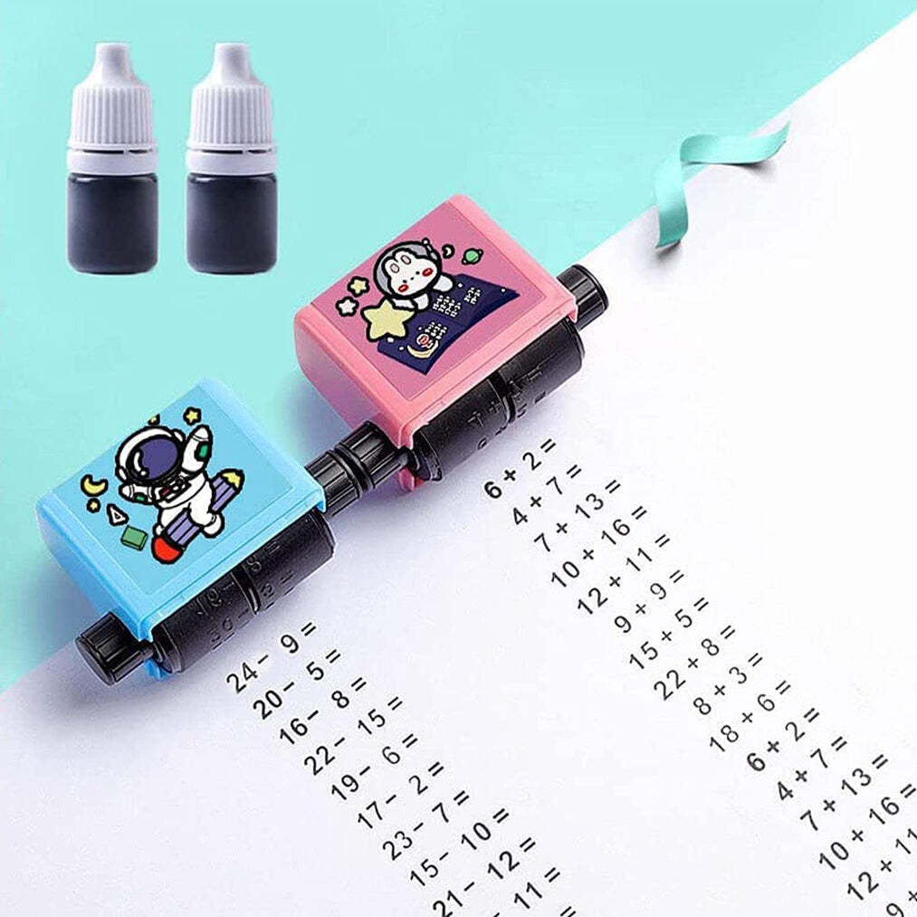 Roller Digital Teaching Stamp Addition And Subtraction Roller Stamp (4045) - Plastic Material, 9x4x9 Cm, Multi-color | Ideal For Digital Learning & Engaging Education