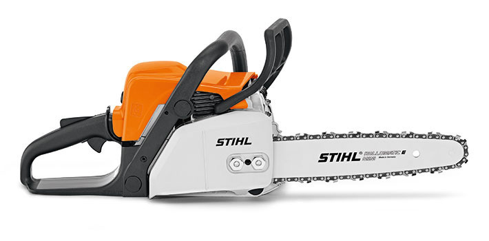 Ms 180 Stihl Chainsaw - Carbon Steel, 16 In Guide Bar, Orange & White, 8.6 Lbs Weight, 2.0 Bhp Engine Power, 12000 Rpm Cutting Speed