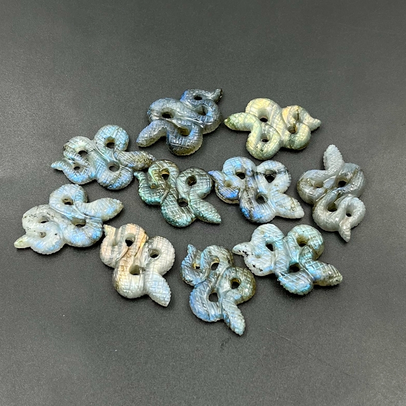 Natural Gemstone Carved Labradorite Snake Shaped Crystals Snakes Grade: Top