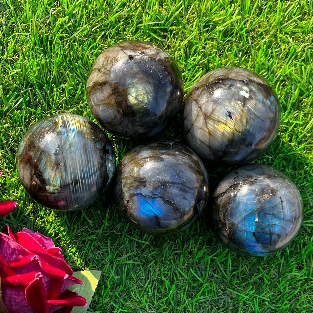 Natural Gemstone Labradorite Sphere Round Shaped Crystals Ball Handmade Grade: Top