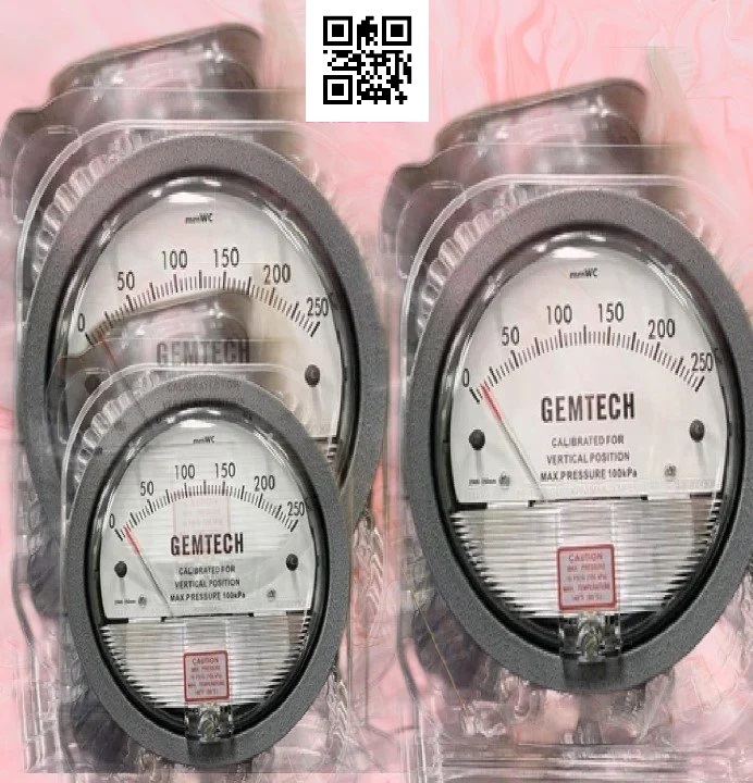 Gemtech Differential Pressure Gauge - Metal Alloy, 4 Inch Diameter Dial, Analog Display | Precise Measurement For Positive, Negative & Differential Pressure, 81 Ranges Available, Antiknock Design