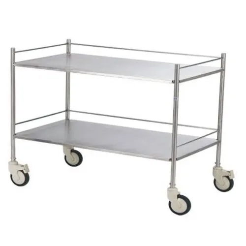 6058 SS Instrument Trolley - Stainless Steel, Multiple Sizes | Ergonomic Handle, Adjustable Shelves, Secure Locking Mechanism