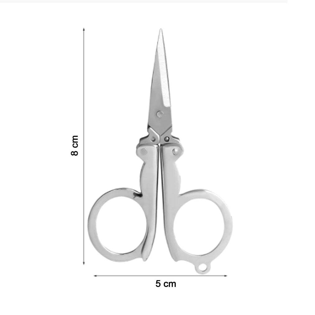 Folding Scissor 3.5inch Used In Crafting And Cutting Purposes For Children And Adults - Stainless Steel, 6x3x2 Cm, Silver | Multipurpose Design, Lightweight At 15 Gm