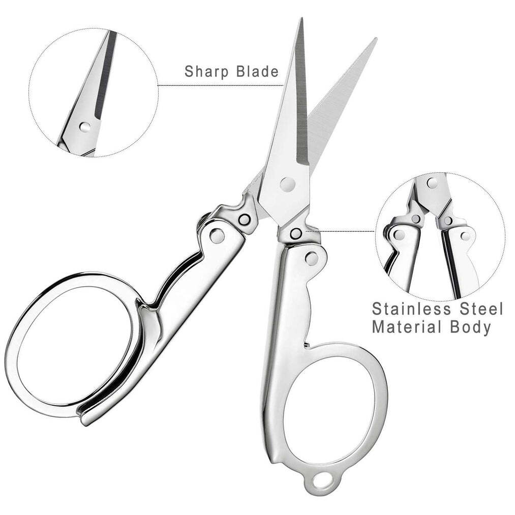 Folding Scissor 3.5inch Used In Crafting And Cutting Purposes For Children And Adults - Stainless Steel, 6x3x2 Cm, Silver | Multipurpose Design, Lightweight At 15 Gm