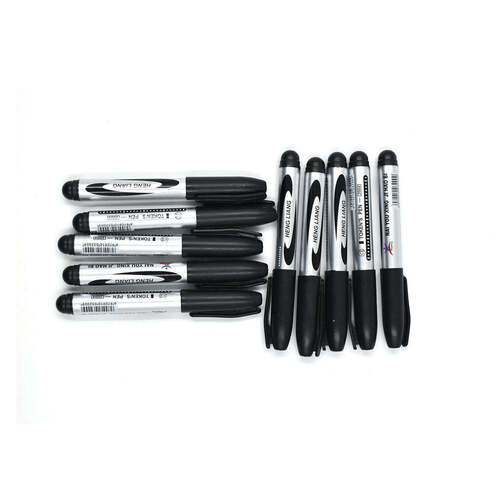 Black Marker Set - 10 Pieces, 14 X 9 X 4 Cm | Versatile Application For School, College And Official Use, Multi-purpose For Studies And Teaching