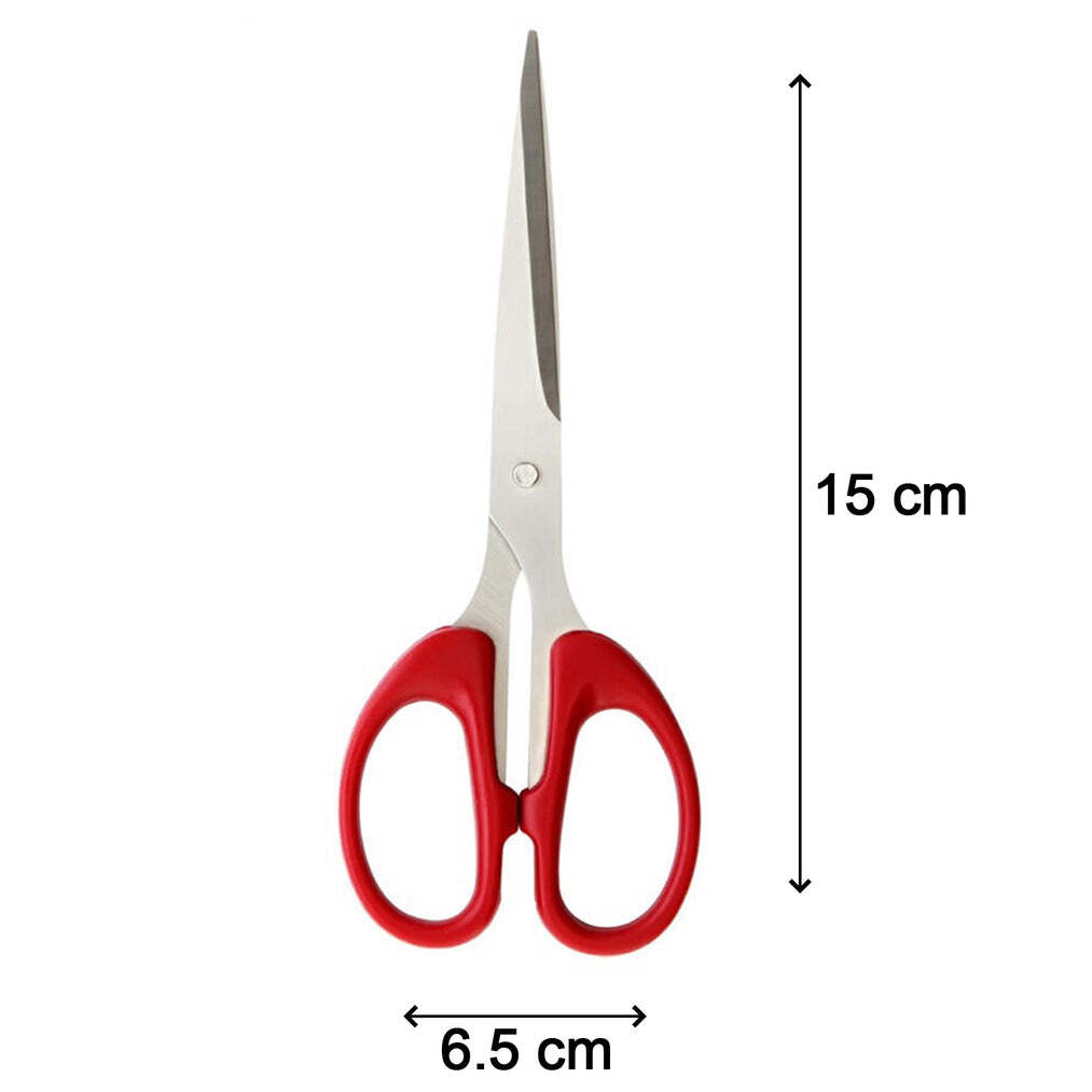 Stainless Steel Scissors With Plastic Handle Grip 160mm (1pc Only) - Stainless Steel, 15 X 6.5 Cm, Multi/assorted Color | Multipurpose Scissor