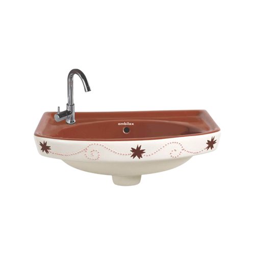 सफेद और भूरे रंग का 18x12 इंच डिज़ाइनर विट्रोसा बेसिन