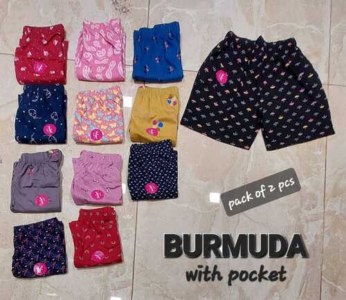 Ladies Bermuda Short Pack Of 2 Pcs - Cotton Blend, Xl/xxl, Mix Colors | Breathable, Anti-wrinkle, Cool Dry, Washable, Printed Design