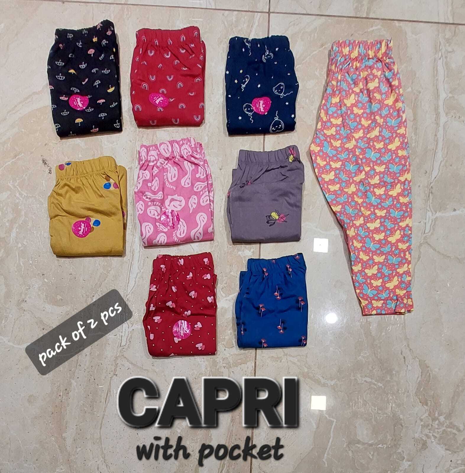 Ladies Capri Pack Of 2 Pcs - Cotton Blend, Size M/s, Multicolor | Quick Dry Feature, Ethnic Indian Design, Customized Patterns