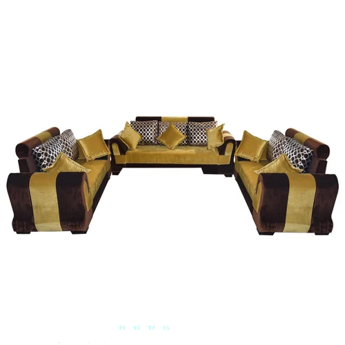 टिकाऊ 7 सीटर साबर सोफा सेट