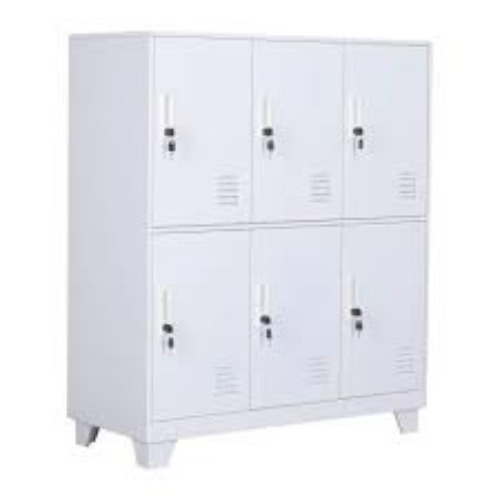 Staff Locker Armor - 36"x18"x78" Light Grey Metal, 18 Locker Storage Setup With Pad Lock Hook Arrangement
