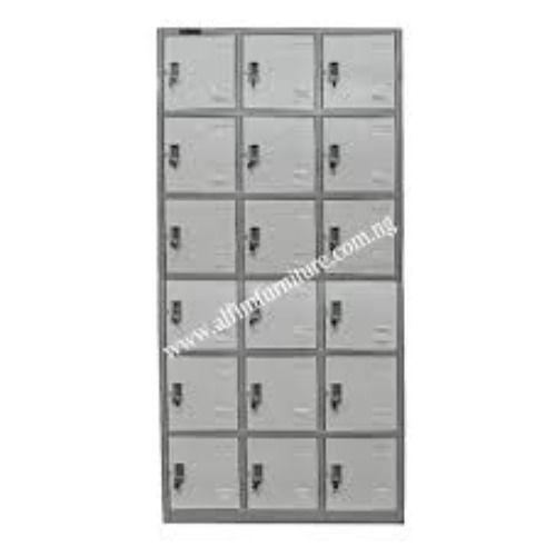 Staff Locker Armor - Metal, 36" W X 18" D X 78" H | Light Grey Paint Finish, 15 Lockers Arrangement