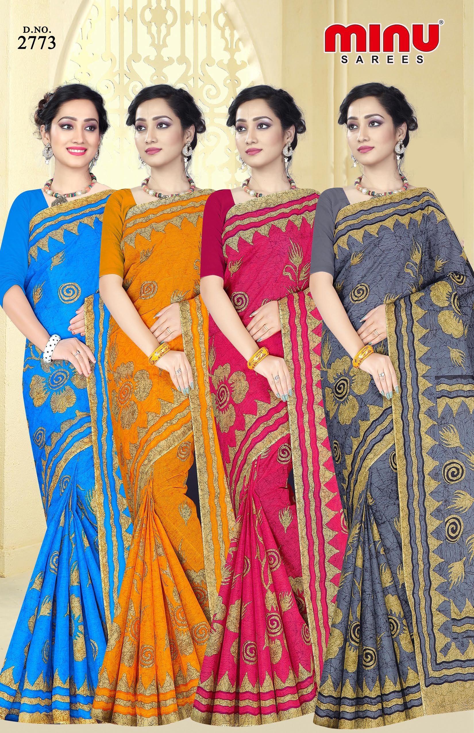 Daily Wear Women Saree - Cotton Printed, 4 Pcs Single Matching Set, Mix Colors | Ideal For Rainy, Spring, Summer & Winter Seasons, Bangali Style
