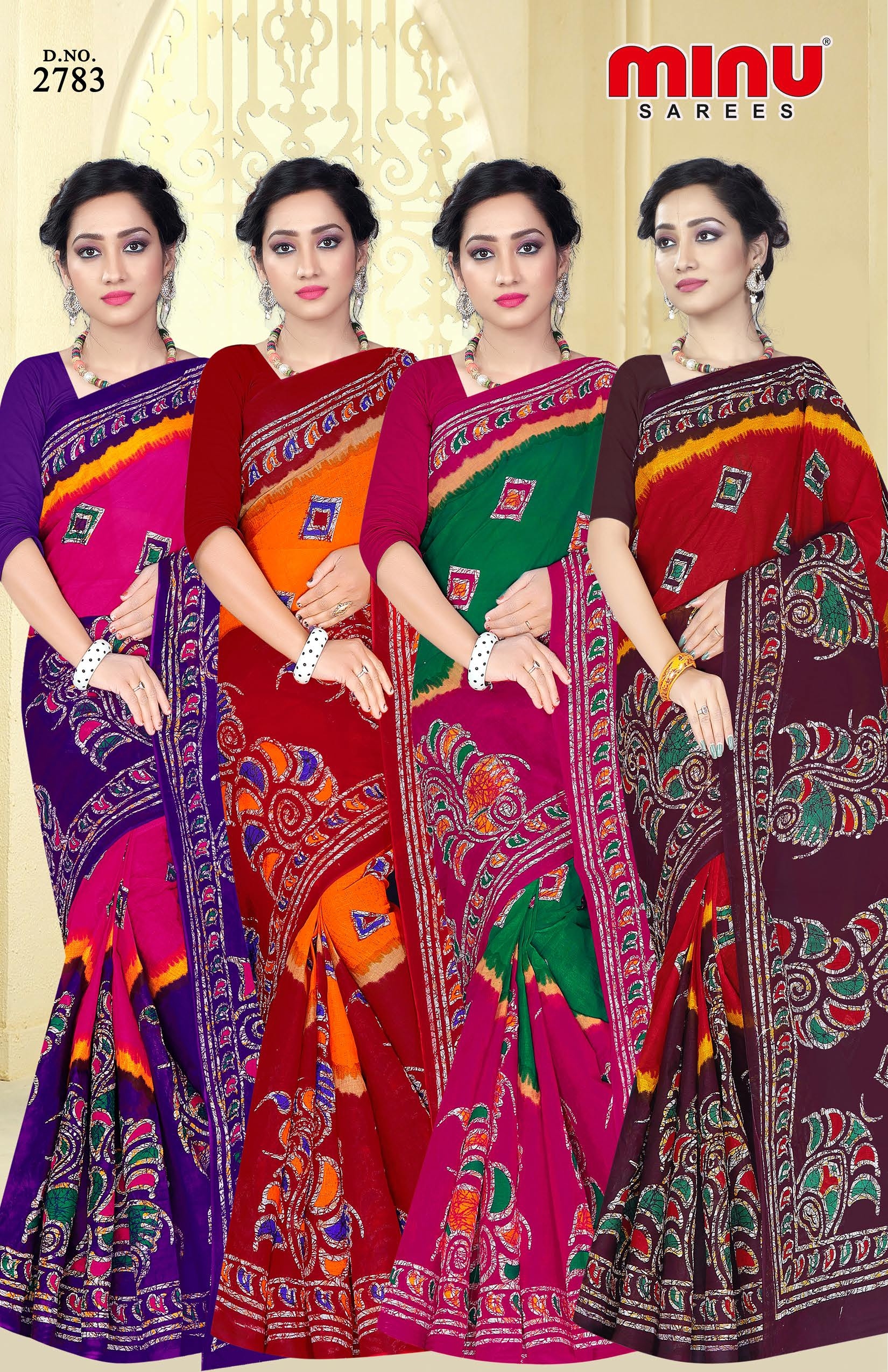 Daily Wear Women Saree - Cotton Printed, 4 Pcs Single Matching Set, Mix Colors | Ideal For Rainy, Spring, Summer & Winter Seasons, Bangali Style