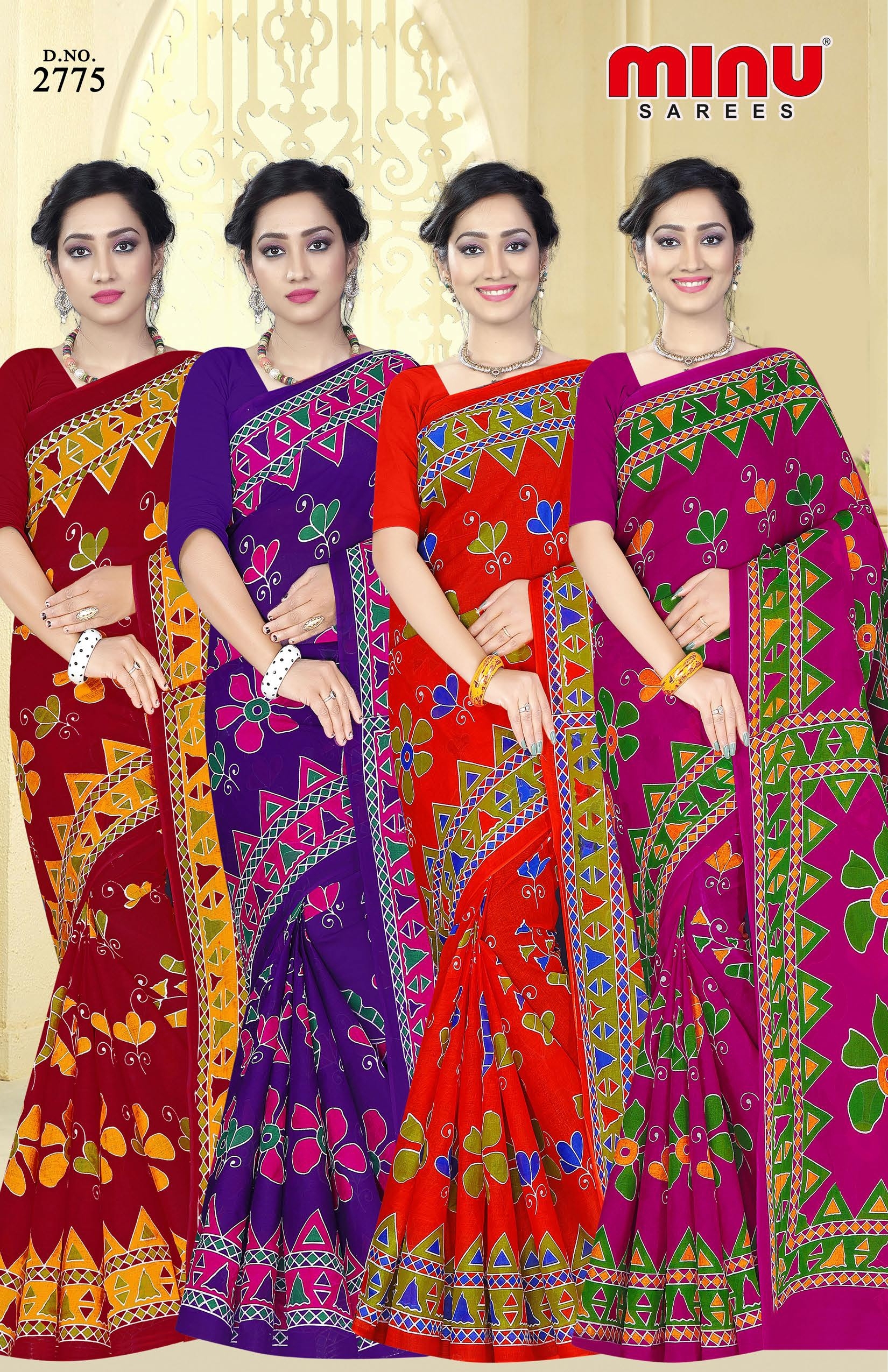 Daily Wear Women Saree - Cotton Printed, 4 Pcs Single Matching Set, Mix Colors | Ideal For Rainy, Spring, Summer & Winter Seasons, Bangali Style