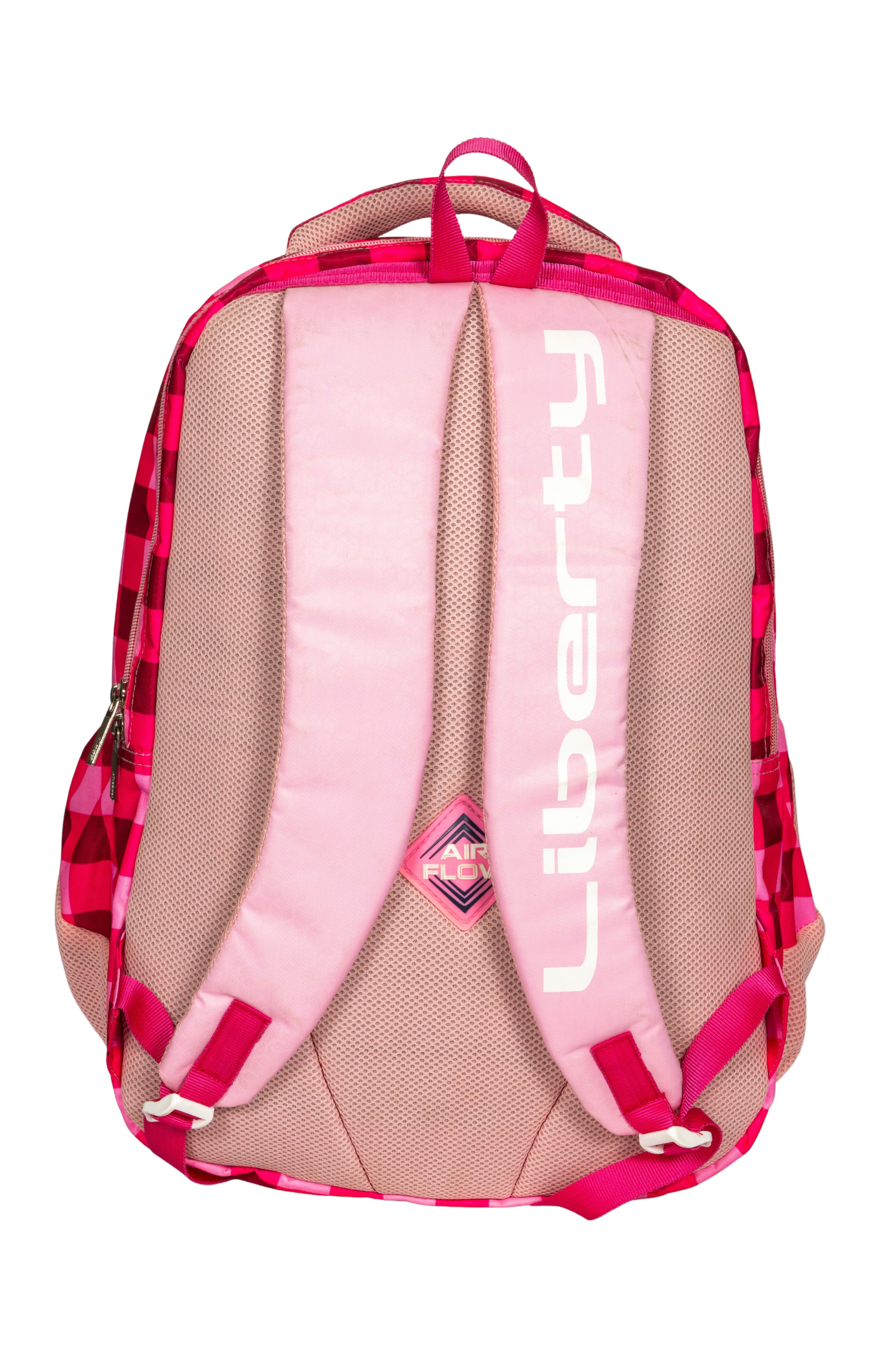 Canvas Bag - Durable Canvas, 25x35x15 Cm | Pink And Red Checkered, Customized Design, Lightweight With Zipper And Adjustable Shoulder Straps