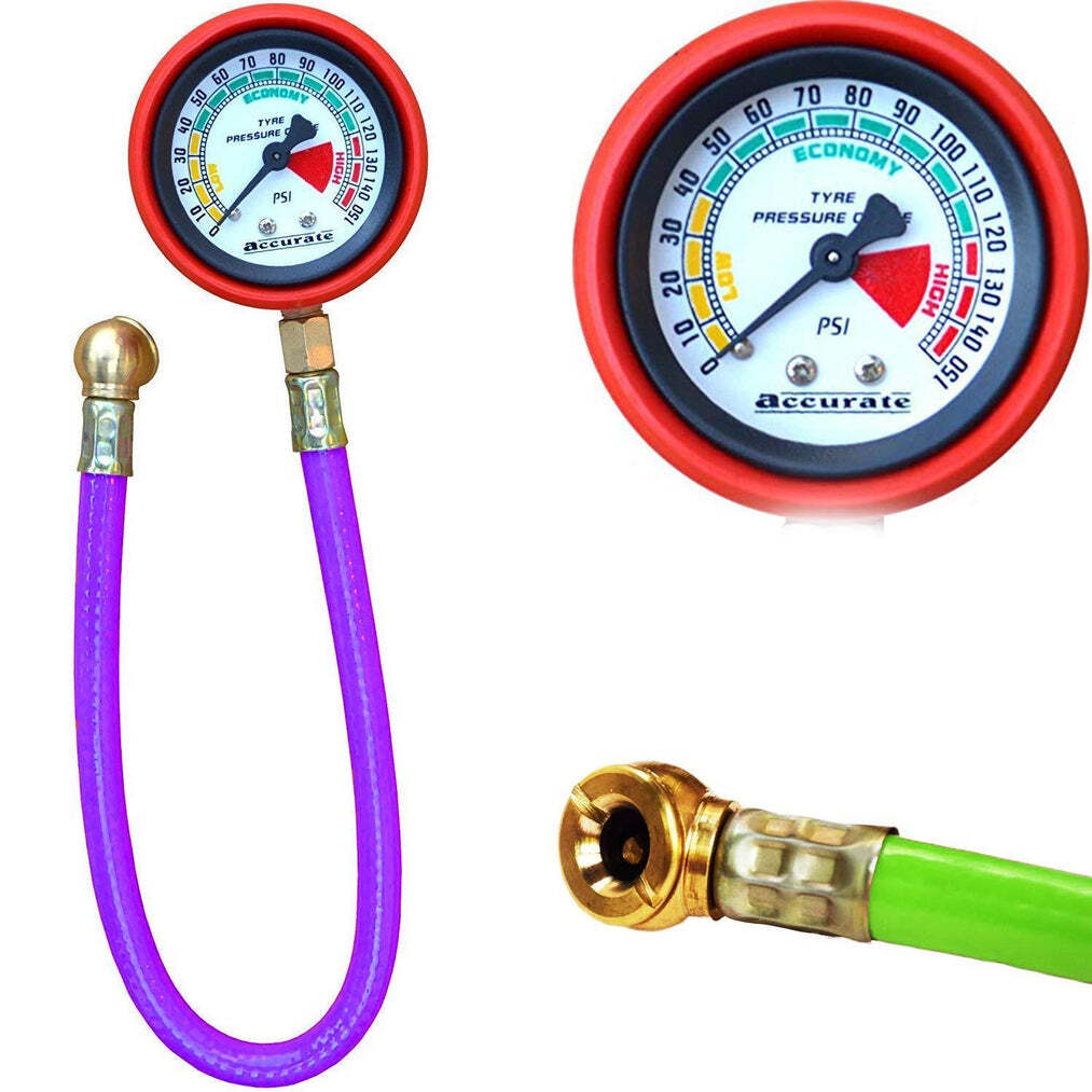 Heavy Duty Tire Inflator Gauge Air Compressor Accessories (0512) - Other Material, 4*26*7 Cm Size, Multi/assorted Color | Ideal For Tire Inflation Tasks