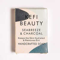  KEFI BEAUTY हस्तनिर्मित समुद्री हवा और चारकोल साबुन सभी प्रकार की त्वचा के लिए उपयुक्त 100 gm