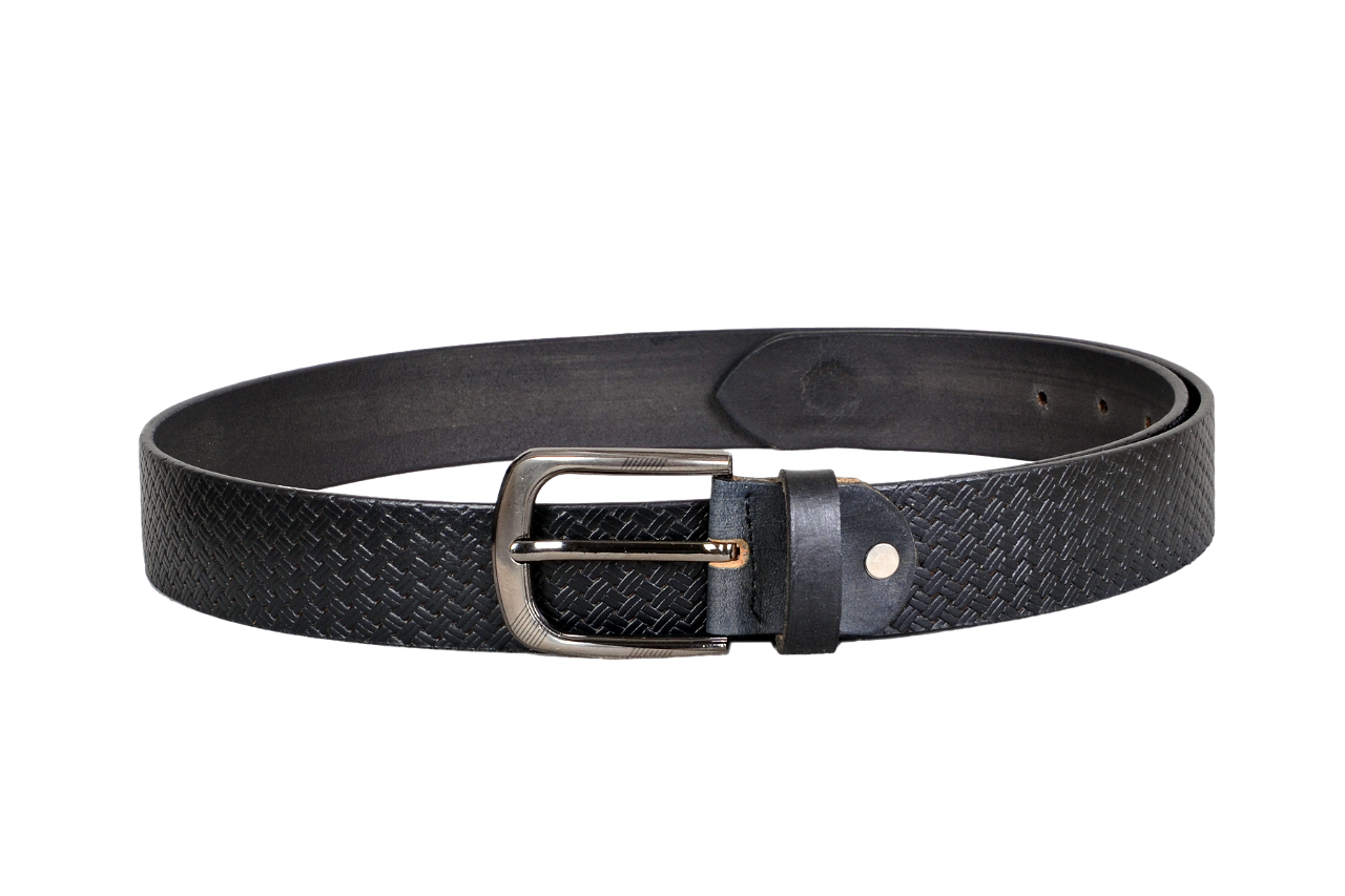 Leather Belt - Genuine Leather Length: Up To 52 Inch Width: 35 Mm Color: Black | Embossed Design Sturdy Brass Buckle Durable Comfort