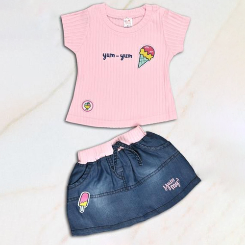 Different Available Kids Casual T Shirt With Skirt