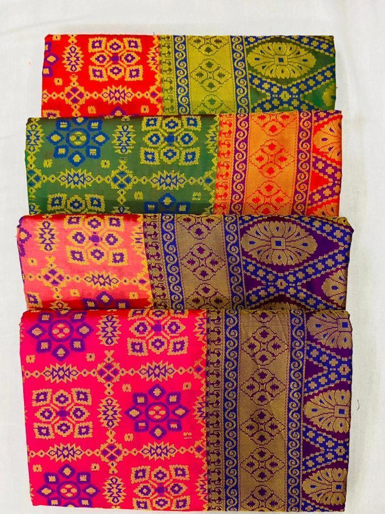Mix Sarees - Plain Ikkat Silk 70 Saree, Linen 110-120 Saree, Litchi Rich Pallu 90-100 Saree, Cotton Patola 70 Saree, Rich Pallu Broket Blouse