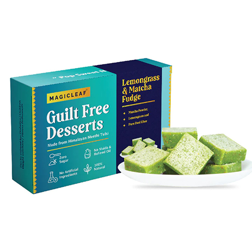 Lemongrass And Matcha Fudge - Solid Sweet Treat | Eggless, 45 Days Shelf Life, Unique Chocolate Chips, Dried Lemongrass & Matcha Twist