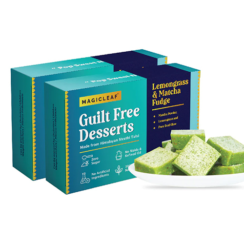 Lemongrass And Matcha Fudge - Solid Sweet Treat | Eggless, 45 Days Shelf Life, Unique Chocolate Chips, Dried Lemongrass & Matcha Twist