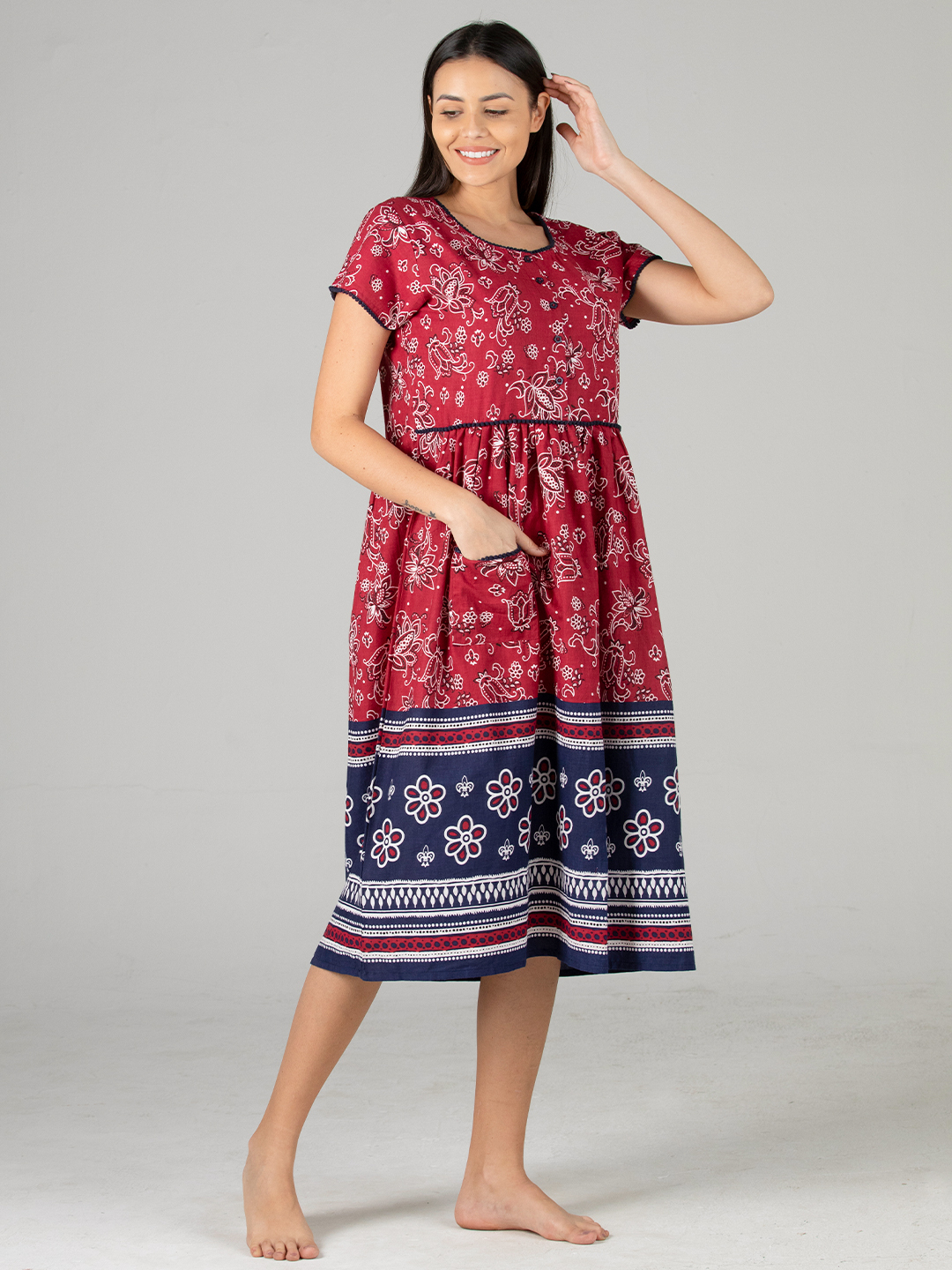 Ankle Lenght Nighty - Material: Cotton