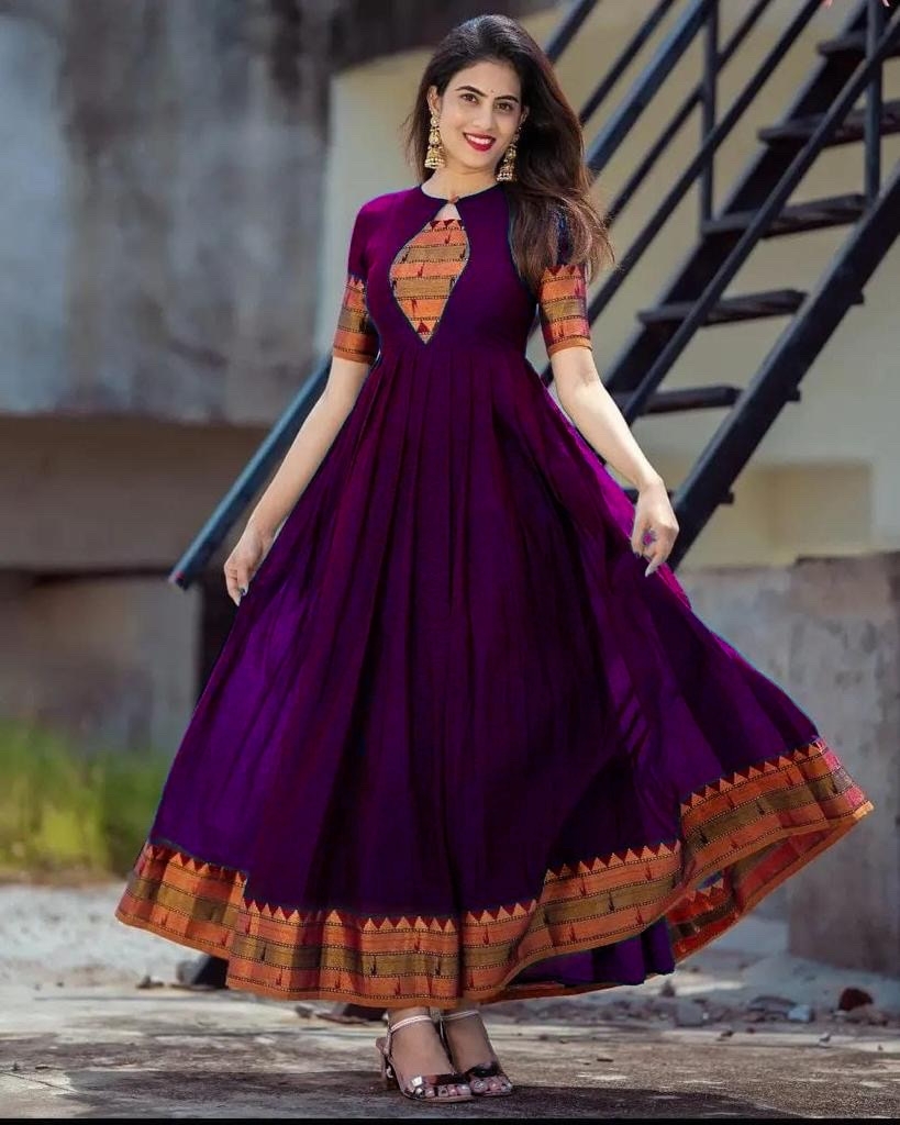 Super Hit Beautiful Gown - Cotton Maxi, Purple Color , Comfortable Fabric, Durable Material, Elegant Design, Stylish Fit, Versatile Style