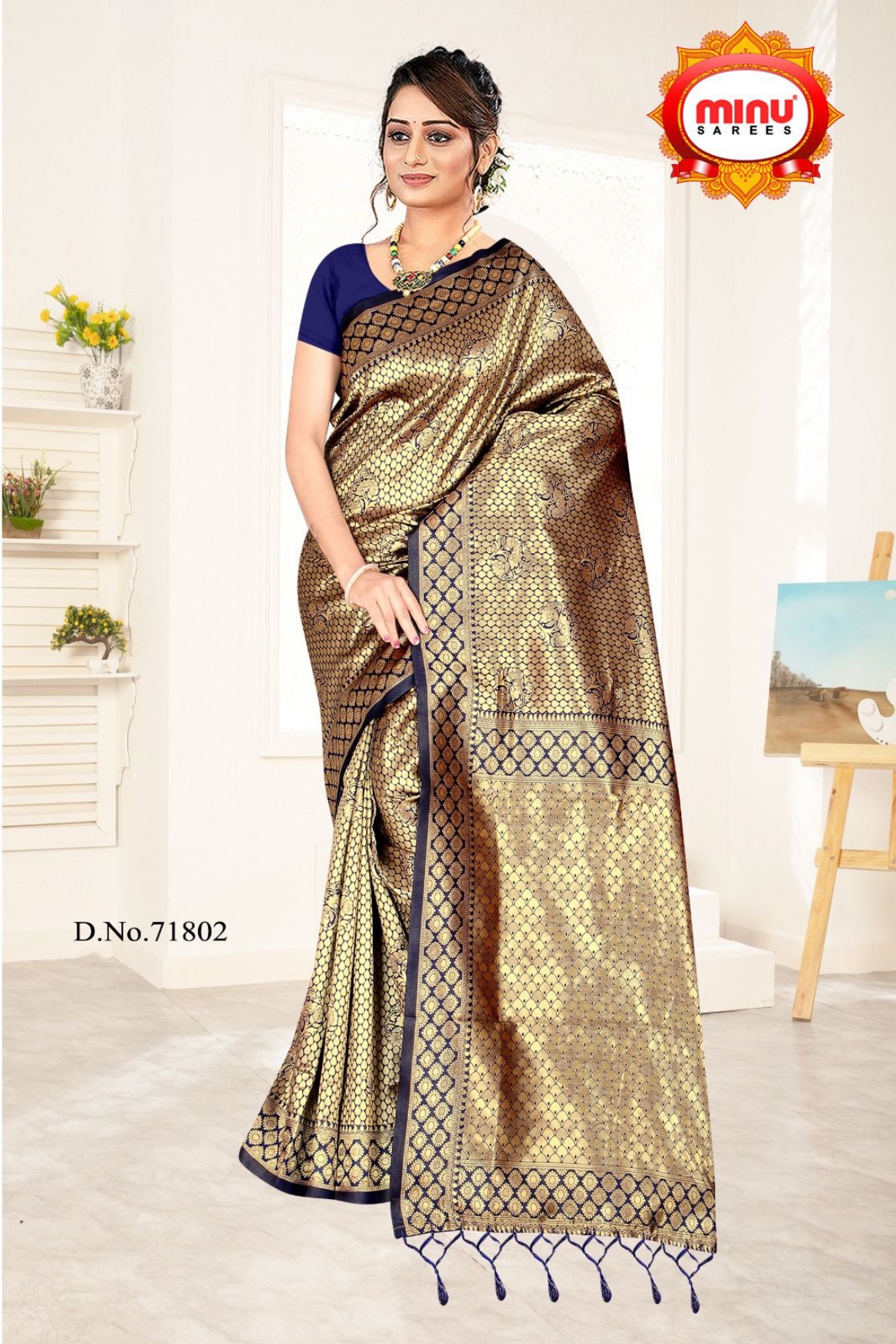 Vastra Women Fancy Saree - Minu Litchi Silk, Set Of 8 Pcs, All Mix Color, Art Silk Fabric, Printed Pattern, Bollywood Style For Party Wear, All Seasons