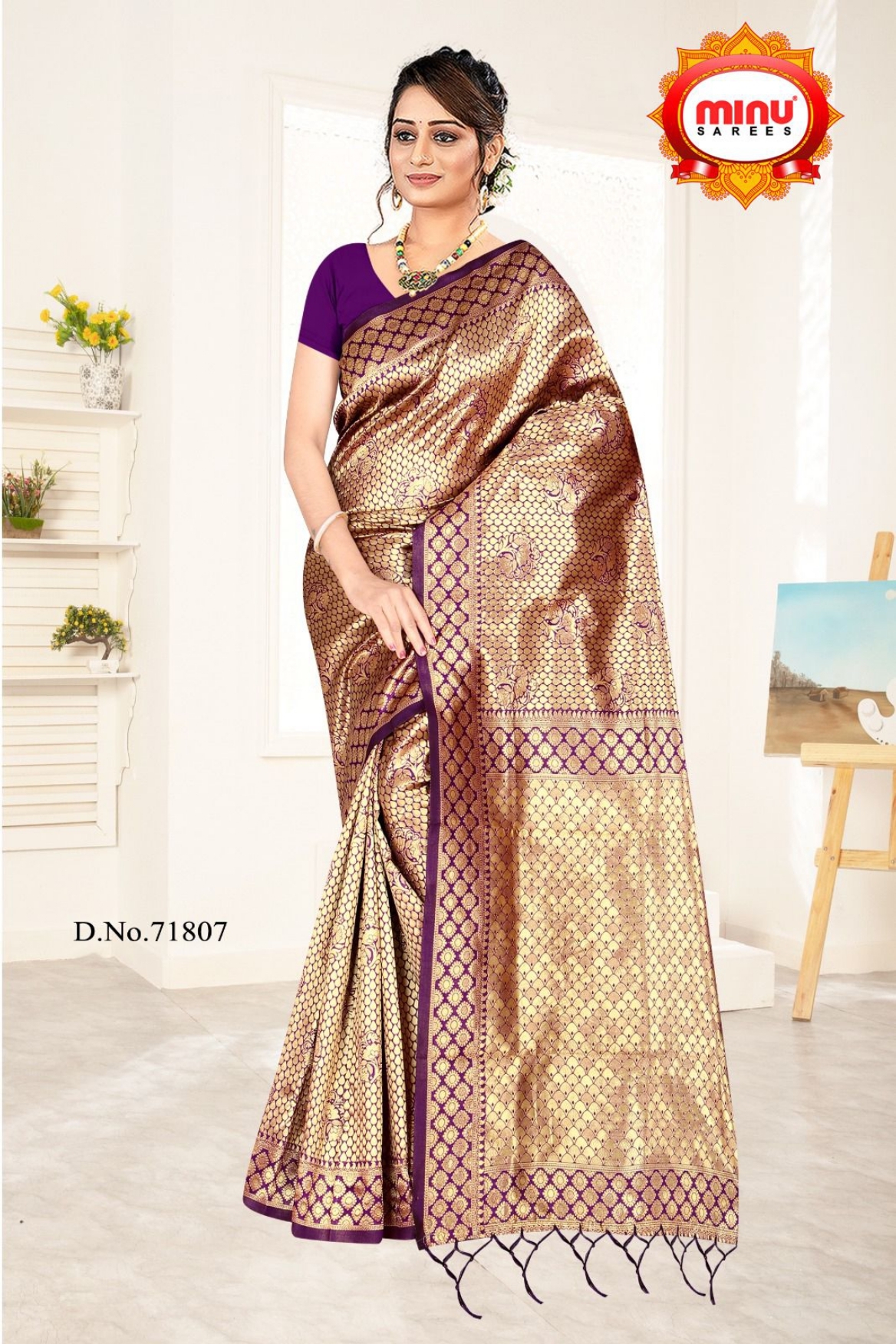 Vastra Women Fancy Saree - Minu Litchi Silk, Set Of 8 Pcs, All Mix Color, Art Silk Fabric, Printed Pattern, Bollywood Style For Party Wear, All Seasons