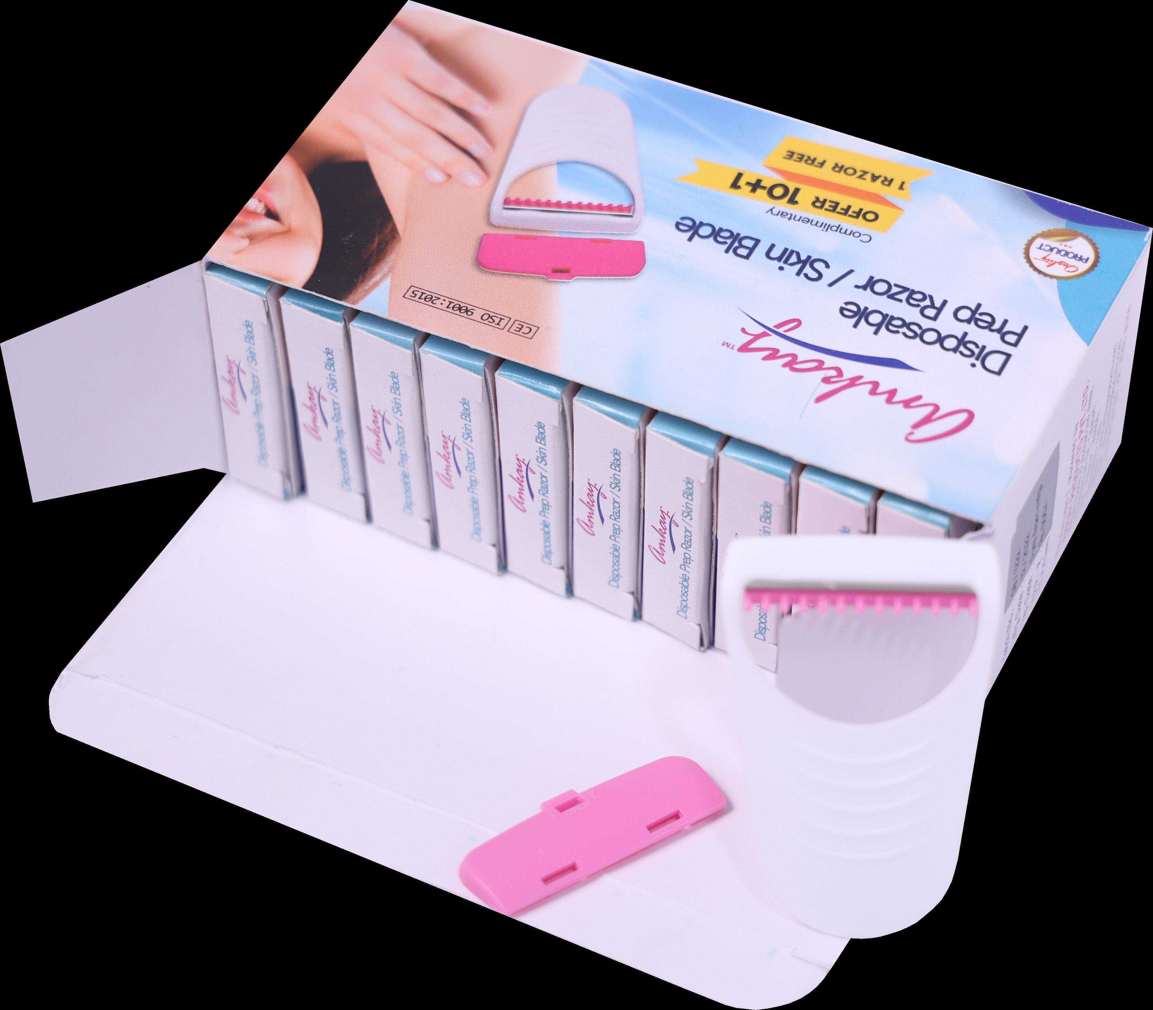 1.pink & White 2.blue & White Prep Razor