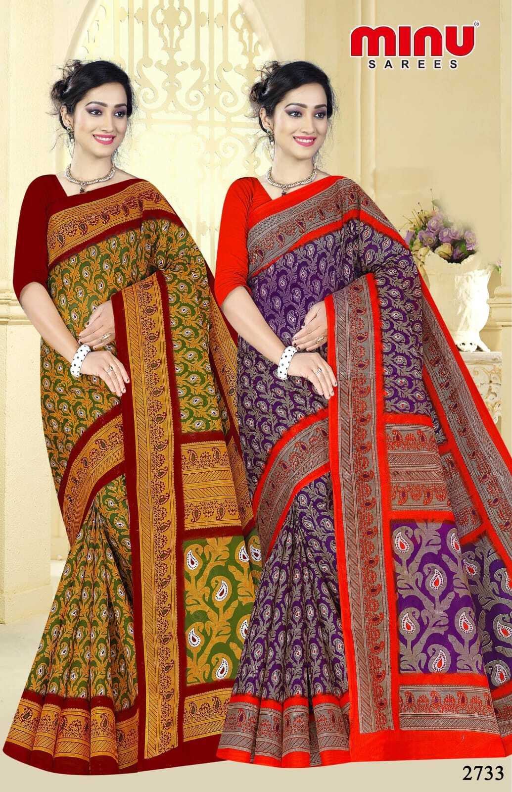 Nagma Women Saree - Cotton Printed Designer Saree Set, 2 Pcs Matching Collection | Style: Bangali, Suitable For All Seasons, Daily Wear