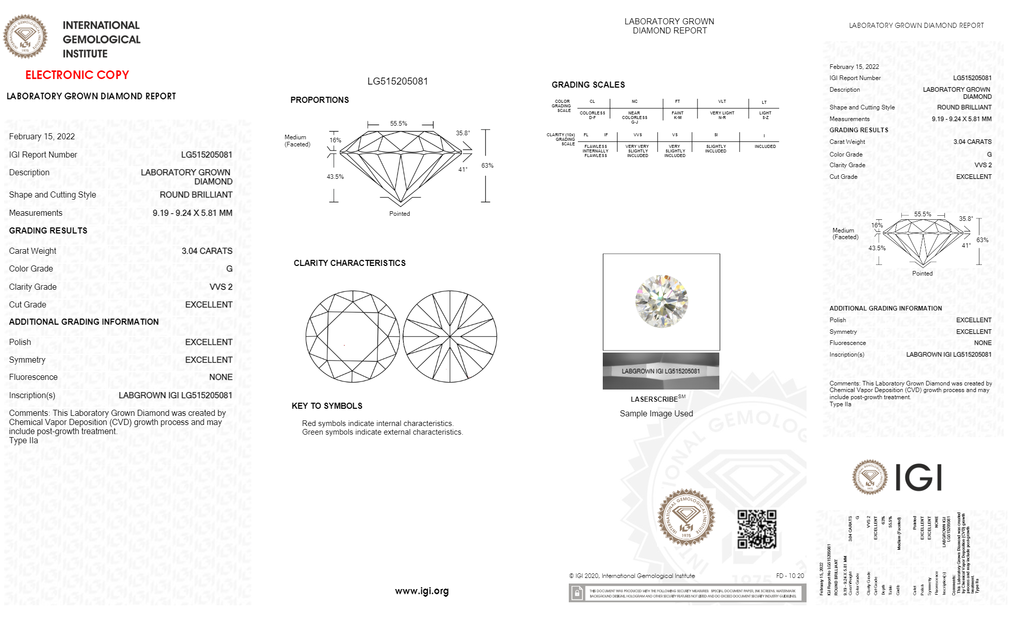 Round 3ct H Vs2 Cvd Certified Lab Grown Diamond 557213146 B24 Diamond Carat: 3.00 Carat