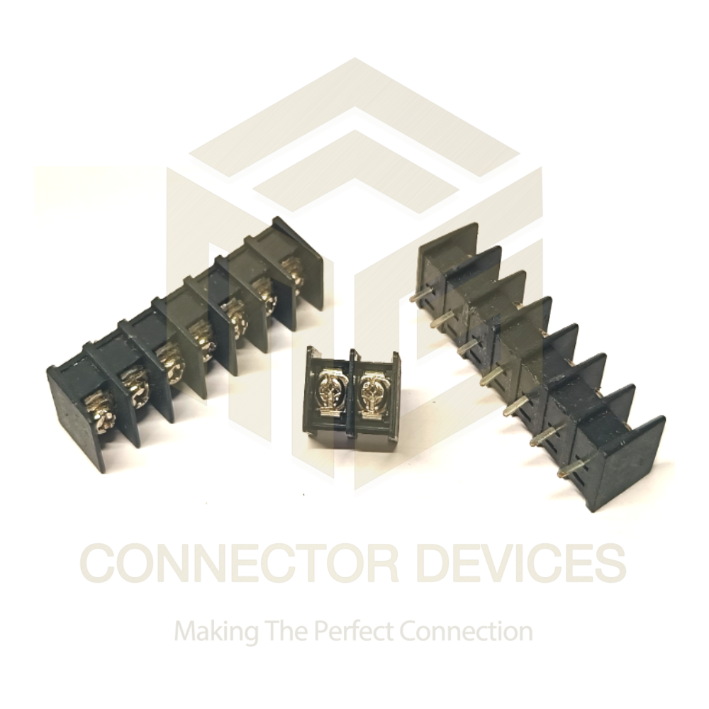 Barrier Terminal Block - Brass, 2 to 10 Pin, Black, 20A/300V, AWG22-12, -40°C to +105°C Operating Temperature | Industrial Usage, 1-Year Warranty