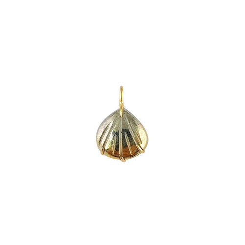 Charms Pyrite Gemstone Sea Shell Carved Gold Vermeil Prong Set Pendant