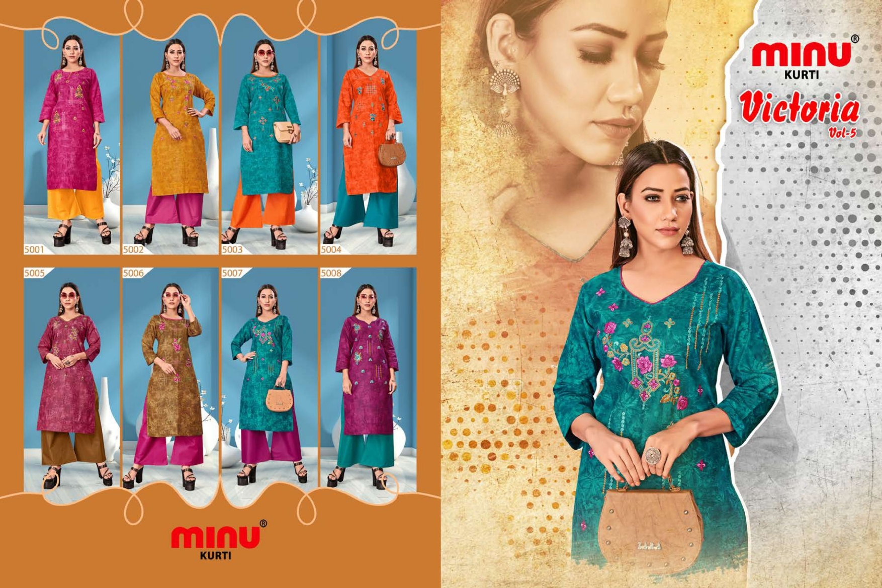 Victoria Assorted Women Kurti - Silk, M-l-xl , Multi-color, Long Length, 3-4th Sleeve, Embroidered Pattern, Party Wear Ethnic Style
