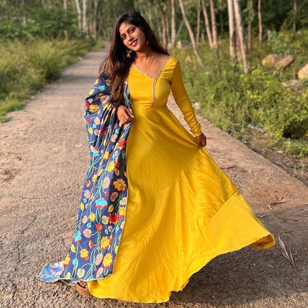 Yellow Silk Gown