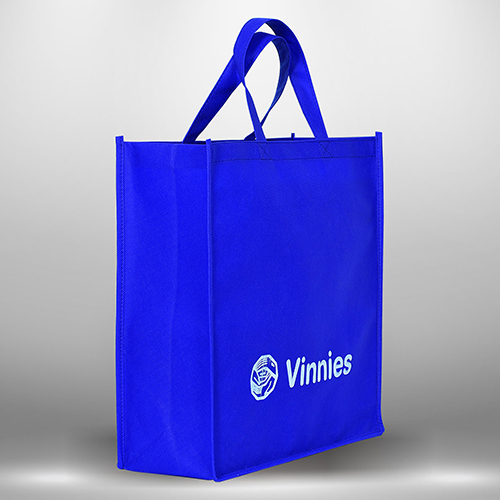 Non Woven Vinnies Screen Printed Bag - Woven, 5 Kg Capacity, 80 Micron, Multi Color, Rectangular Shape, Handmade, Waterproof | Shopping Bag With Non Woven Fabric Handles, Embossing Technology