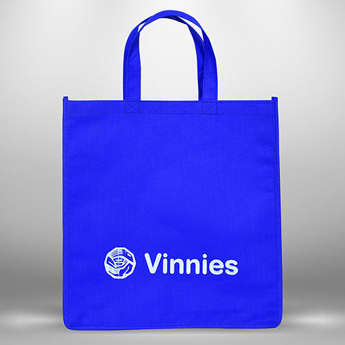 Non Woven Vinnies Screen Printed Bag - Woven, 5 Kg Capacity, 80 Micron, Multi Color, Rectangular Shape, Handmade, Waterproof | Shopping Bag With Non Woven Fabric Handles, Embossing Technology