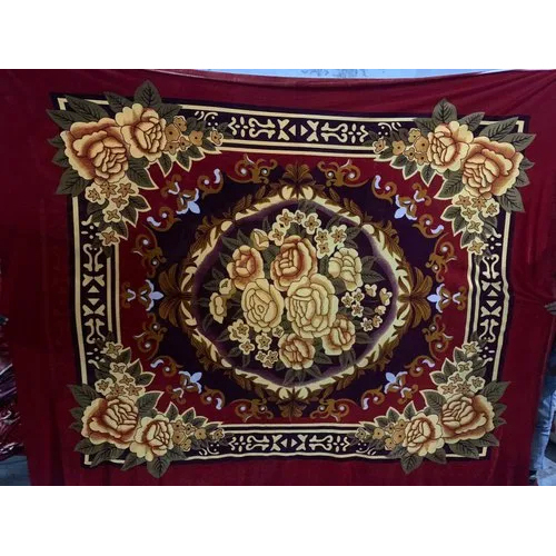 रेड ब्लॉक प्रिंटेड बेड शीट