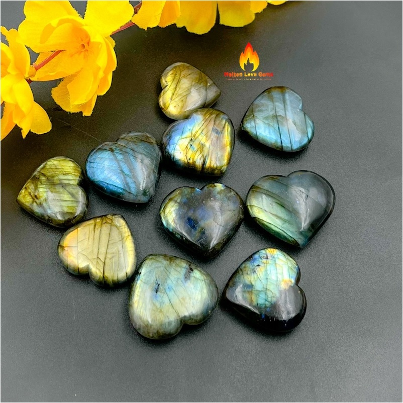 Labradorite Hearts Grade: Top