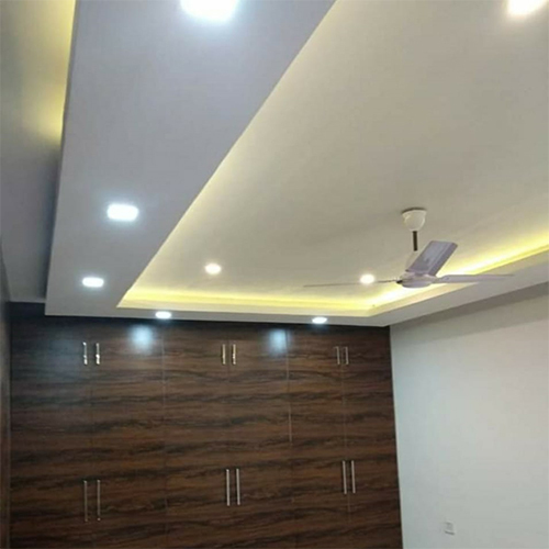 Modern Gypsum Ceiling - High Quality Gypsum, Polished Finish, Plain Pattern | Ideal for Commercial Spaces like Offices and Restaurants