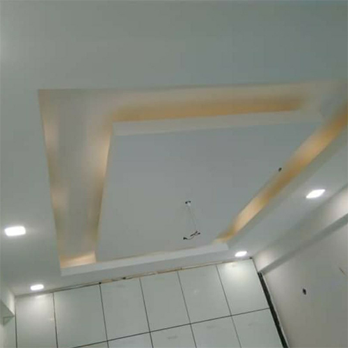 Modern Gypsum Ceiling - High Quality Gypsum, Polished Finish, Plain Pattern | Ideal For Commercial Spaces Like Offices And Restaurants