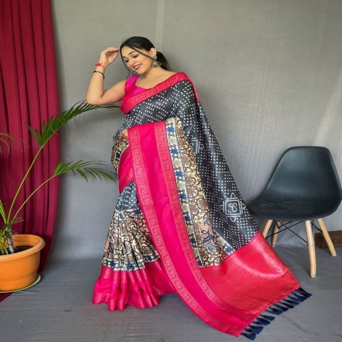Ladies Saree - Luxurious Silk Fabric, Elegant Floral Patterns | Perfect For Festive Occasions, Timeless Tradition