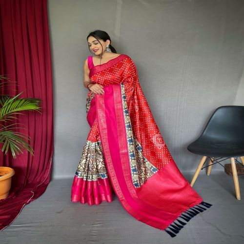 Ladies Saree - Luxurious Silk Fabric, Elegant Floral Patterns | Perfect For Festive Occasions, Timeless Tradition