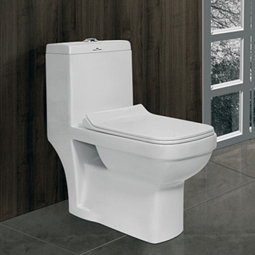 One Piece Toilet Seat - Ceramic, 650x335x685mm, White, Satin Finish | Sleek Design, Water Efficient, Easy Maintenance, Comfort Height